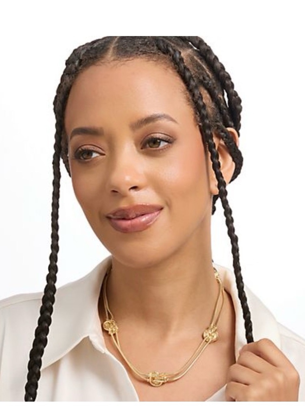 Denim&Co Gold Multi-Strand Knot Hair Necklace